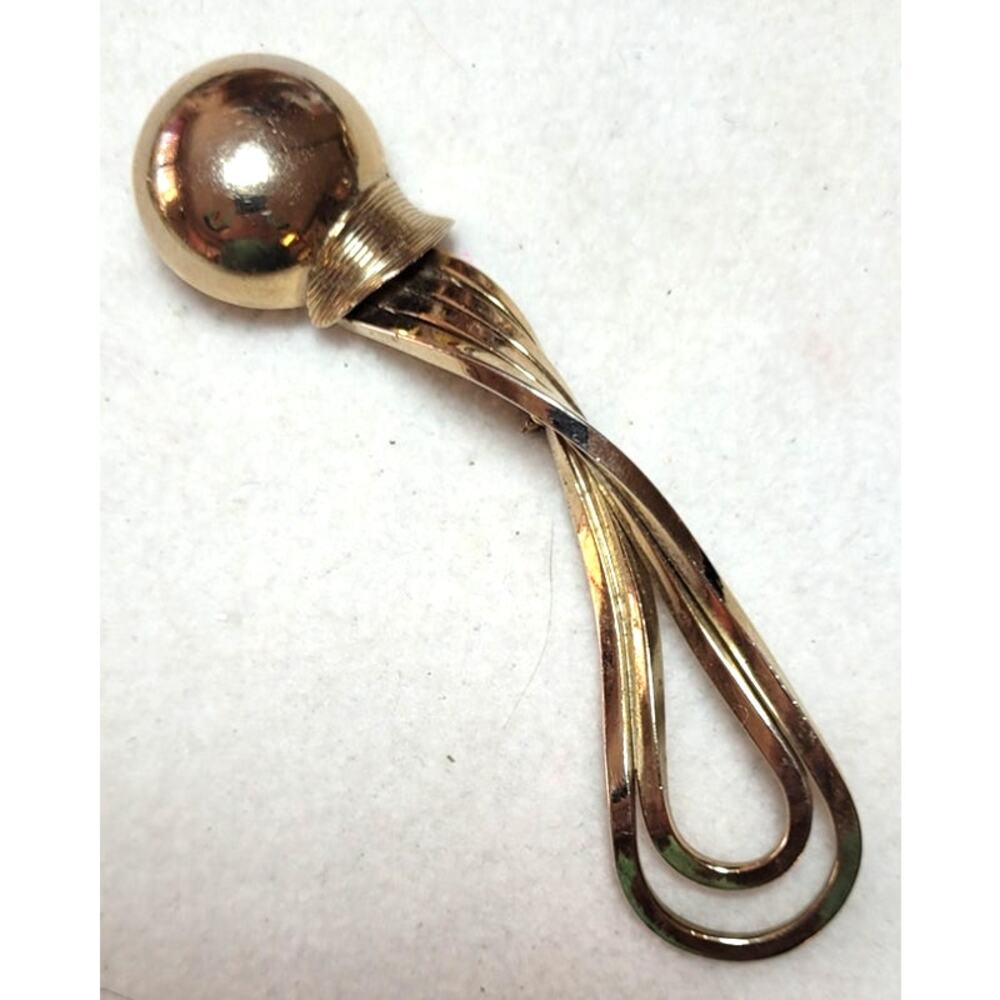 Vintage 80s Huge Gold Tone Twisted Rope Door Knocker Brooch Chunky Statement Pin